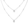 Designer double smart necklace square diamond drop fringe high quality whole body zircon is not allergic to light luxury collarbone