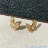 Orecchini originali di designer di marchi di fascia alta 1to1 Vanclef Orecchini a farfalla a diamante Full Diamond con Orecchini a polsino incorporato Diamante Stud