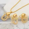 Necklace Earrings Set Cute Star Design And Ring Jewelry Trend Gold Plated Pendant Hoop African Bride Accessories