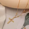 Pendant Necklaces Mafisar Fashion Luxury Gold Plated Zircon Pearl Cross High Quality Women Hip-Hop Personality Jewelry Gifts