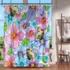 Rideaux de douche fleurs papillon rideau fantaisie Morden Art Floral fille tissu imperméable salle de bain décor avec crochets