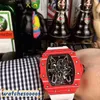 Luxe topkwaliteit polshorloge mechanisch horloge Designer Pols Business Leisure RM3502 Automatische Red Carbon Fiber Tape Men's ES