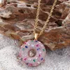 Iced Out Colorful Donuts Pendant Halsband Fashion Mens Womens Couples Hip Hop Rose Gold Halsband smycken299w