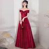 Party Dresses Galely Luxury Bridal Formal Event Elegant Classy One Shoulder Satin Burgundy Can Usually Dress For Women Evening Wedding