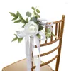 Fleurs décoratives chaise de mariage dos fleur artificielle soie Rose Bouquet pour cérémonie rustique église banc décor