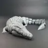 Decorative Figurines 3D Printed Articulated Crocodile Realistic Figure Toys Flexible Handmade Ornament Toy Home Office Decorations