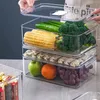 Bouteilles de rangement réfrigérateur organisateur bac empilable réfrigérateur boîte alimentaire avec poignée en plastique transparent garde-manger congélateur outil