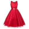 New Flower Girl Dress Childrens Lace Dress Water Diamond Belt Childrens Party Wedding Maid Clothing 240402