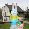 2.1M Easter Inflatable Cute Rabbit Carrot LED Glowing Air Model Happy Easter Outdoor Garden Decor DIY Ornament Party Lawn Decor 240322