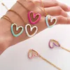 Pendant Necklaces Heart Drop Oil Colorful Hollow Necklace For Women Candy-Colored Love Stainless Steel Pendant Necklace Fashion Jewelry PartyGift 240330