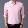 Men's Casual Shirts Fashion Business Solid Color Long Sleeved Shirt