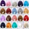 Wigs DIFEI Synthetic short bob straight hair with trimmable bangs Lolita Ombre pink red blue purple cosplay wig for women short wigs