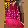 Ubranie etniczne Abayas muzułmańskie kobiety cekin Tassal Bat Sleeve luźna sukienka Turcja Kaftan African Boubou Dubai Arabic Party Maroko Jalabiya