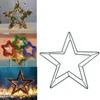 Decorative Flowers Christmas Metal Star Wreath Frame: Green Wire Rings Holiday Frames Pentagram For DIY Catcher