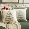 Kudde White Gilded Christmas Covers Decorative 2024 Tree Brodery Cover 45x45cm Festival Pillows Decor Home