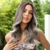 Wigs Craftourist Ombre Ash Gray Gray Synthetische pruiken Middle Part Dagelijkse slijtage Pruiken voor vrouwen Cosplay Hoge temperatuur Natuurlijk haar