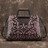 Tasche Form 2024 Handgemachte Präge Kuh Leder Frauen Freizeit Große Kapazität Floral Handtasche Vintage Schulter Messenger