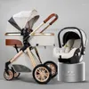 2020 Ny babyvagn Högt landskap 3 i 1 Baby Carriage Luxury Presschair Cradel Infant Carrier Kinderwagen Car1