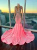 Party Dresses Pink Luxury Women Long Black Girls Prom Sparkly Mermaid Style Beaded Crystals Gowns