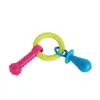Nouveau jouet pour animaux de compagnie en caoutchouc TPR collier sucette cercle d'os trois-en-un fournitures de morsure de chien