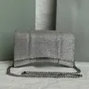 Portafoglio a forma di clessidra con cristalli da donna di lusso con catena Borsa di design in vera pelle di vitello di alta qualità Portamonete con hardware dorato di moda con scatola