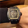 Luxury Mens Mechanics Titta på Richa M Sport Wristwatch Business Leisure helautomatisk mekanisk kolfiber ihålig Tourbillon 7B0G