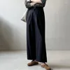 Frauen Hosen Koreanische Minimalismus Hohe Taille Gerade Breite Bein Patns Für Frauen 2024 Frühling Solide Lose Beiläufige Weibliche Hose Kleidung