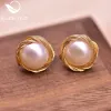 Earrings XlentAg Minimalist Natural Freshwater Pearls Stud Earrings For Women Handmade Wedding Gifts Bohemian Vintage Fine Jewerly GE0938