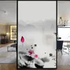 Window Stickers Custom Size Glass Foil Electrostatic Chinese Ink Painting Style Removable Tint-Film For Door Cabinet Hand-Work 55cmx100cm