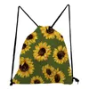 Sac à dos rafraîchissant pour chaussures florales, sac à dos portable personnalisé pour étudiants, pochette souple avec imprimé tournesol jaune, pochette décontractée avec cordon de serrage