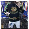 T Mens Sweater Shirts Heavy Industry Embroidered Crown European Long Sleeve T-Shirt Round Neck Bottoming -Shirt