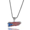 Hip Hop Copper Material Flag Pendant Street Classic Diamond Dripping Oil Trendy Men's Necklace