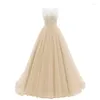 Feestjurken Bomaris Tule Avondjurk Lange Kanten Corset Vestido Longo Mode Ronde Hals Abendkleid Formele Bruiloft Prom Gown