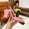 Classic Designer Women's High Heel Sandals Leather party fashion banquet shoes Summer sexy thick heel Willow nail buckle runway runway shoes