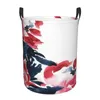 Laundry Bags Pink Peony Printed Large Basket Collapsible Hamper Foldable Toys Clothes Organizer Storage With Handles