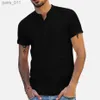 Camisas casuais masculinas 2024 Novos masculinos de linho de linho de algodão curto de camisa de manga curta