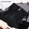 Laarzen Kids Sneakers Schoenen 2024 Herfst Mode Meisjes Strikje Casual Jongens Ademend Zwart Voor Kinderen Hoge Schoen FB1655