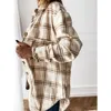 Plaid femmes chemise Blouse automne décontracté poche ample à manches longues épais BF surdimensionné femme veste manteau hauts vêtements d'extérieur tenues Blusa