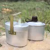 Leveringen draagbare aluminium kantine set met beker en dek af van camping kookgerei mess kit voor het wandelen van backpacken picknick