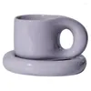 Mugs Fashion Fat Handle Cute Chubby Cup Candy Color Ceramic Coffee Mug Creative Hand Mand Drinkware Milk Tea Noverty Gifts