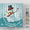 Douchegordijnen Happy Snowman Christmas Curtain Snowflake Santa Claus Jaar Gift Badkamer Waterdicht Bad Home Decor met haak