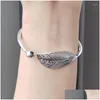 Bangle Sier Color Leaf pour hommes femmes Vintage Personnalité Ajustement des bijoux ouverts Bijoux Drop Livraison Bracelets Dh9ud