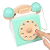 Retro Rotary Telephone Toy Wooden Antique Dial Telephone Toy Old Telephone Model Interactive Toy Early Education Gift For Kids 240327