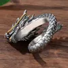 Cluster Rings S925 Silver Plated New Vintage Solid Dominican Ring for Mens Zodiac Dragon Auspicius och Safe Ethnic St L240402