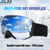 Goggles JSJM Aldult dubbla lager Antifog Ski Goggles Snow Snowboard Glasögon Snöskoter Eginerglasögon Utomhus Sports Motorcykel Ski Goggles