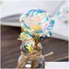 Party Favor 24k Gold Foil Rose Flower Led Lysande Everlasting Mother Valentines Day Gift 2 Colros Drop Delivery Home Garden Festive S DHHDH