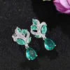 Dangle Earrings CAOSHI Graceful Green Zirconia Crystal Pendant For Women Fashion Silver Color Jewelry Engagement Ceremony Party