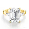 2 pezzi Anelli da sposa certificati 10ct taglio smeraldo moissanite anello oro oro grande gioielleria da sposa per donne per le donne fidanzamento impermeabile dono nuovo in