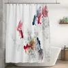 Shower Curtains Lotus Leaf Koi Goldfish Curtain Asia China Japanese Style Ink Painting Art Home Decor Bathroom Bath Accessories