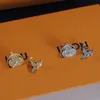 Luxe designer oorbellen 18k Gold Ploated Women Roestvrij staal Stud Earring Crystal Rhinestone Women Wedding Gift Sieraden Accessoires